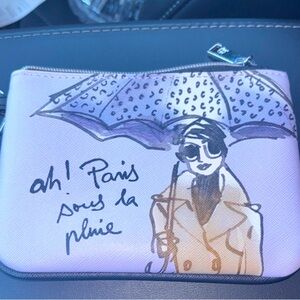 Elegant Purple and Black Coin Purse with Parisian Illustration EUC